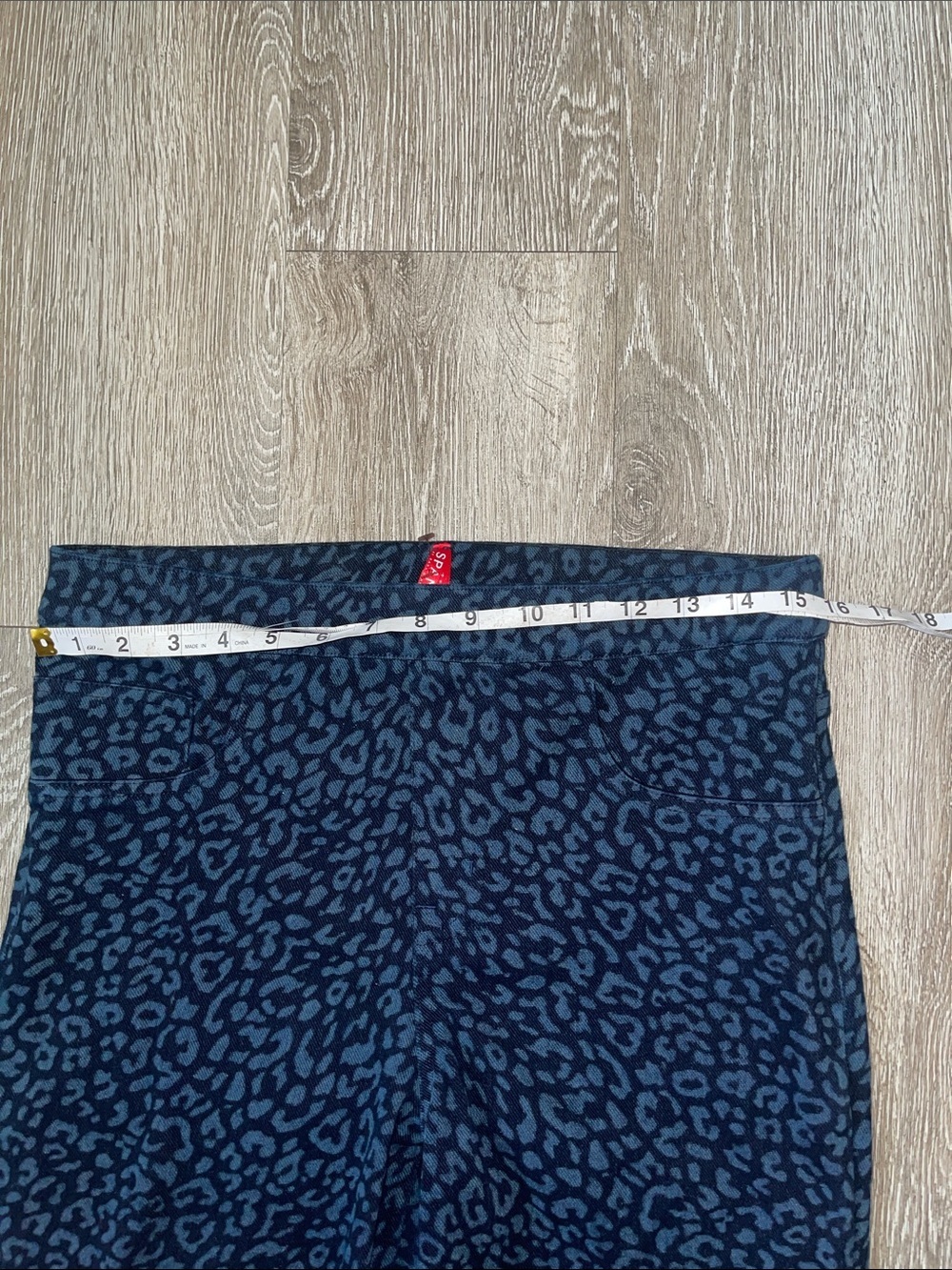 SPANX Navy Blue Leopard-Print Ponte Ankle Pants stretchy animal print large - Picture 4 of 7